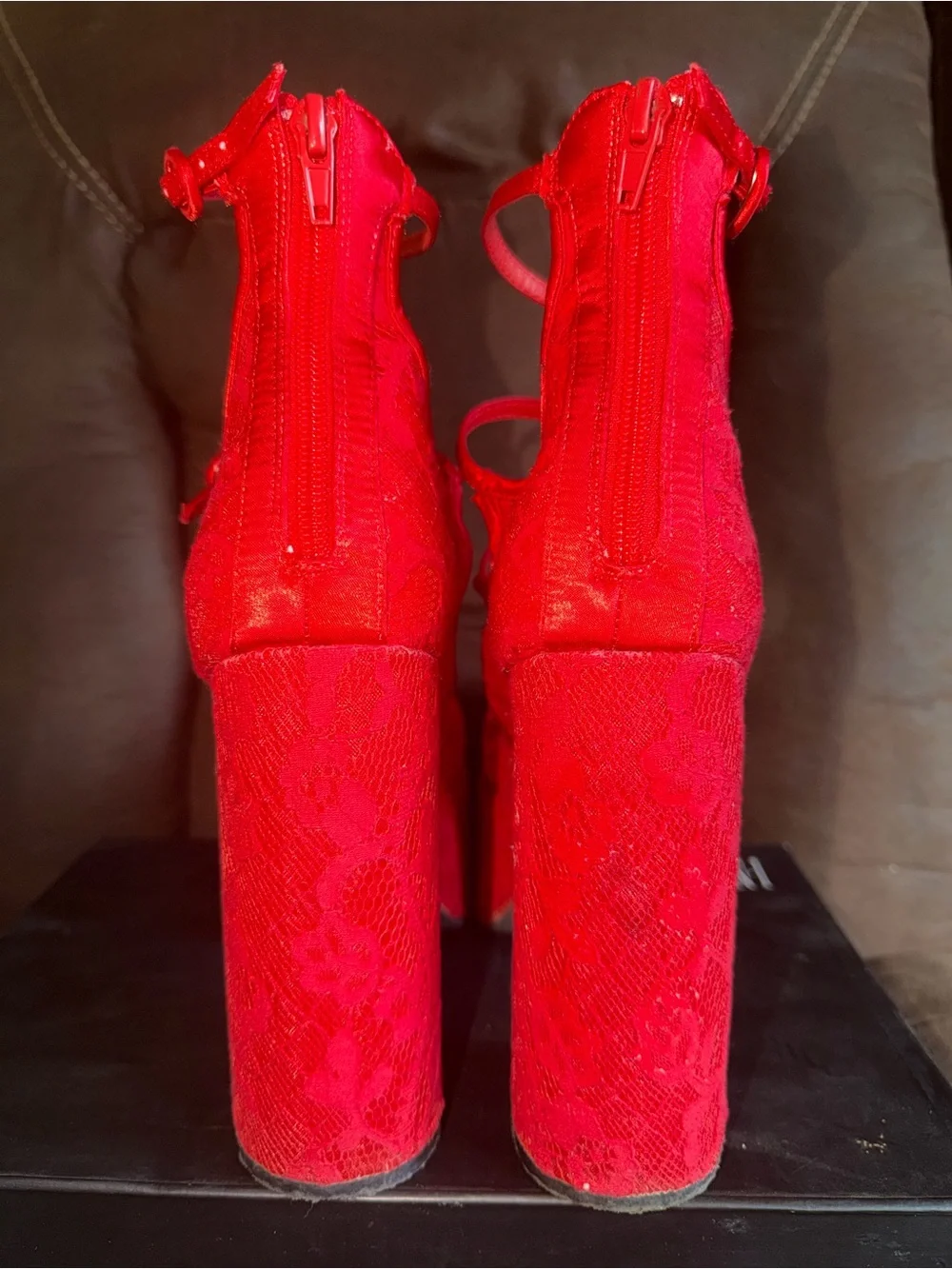 Sugar Thrillz/DollsKill Love Smiling Melody Red Lace Heels